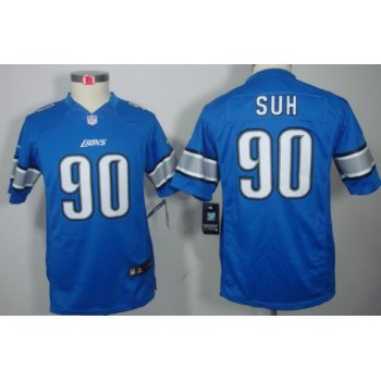 Nike Detroit Lions #90 Ndamukong Suh Light Blue Limited Kids Jersey