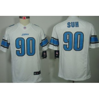 Nike Detroit Lions #90 Ndamukong Suh White Limited Kids Jersey