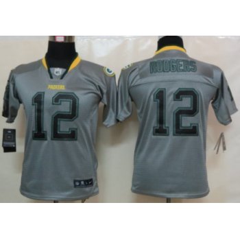 Nike Green Bay Packers #12 Aaron Rodgers Lights Out Gray Kids Jersey