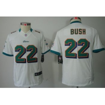 Nike Miami Dolphins #22 Reggie Bush White Limited Kids Jersey