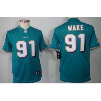 Nike Miami Dolphins #91 Cameron Wake Green Limited Kids Jersey