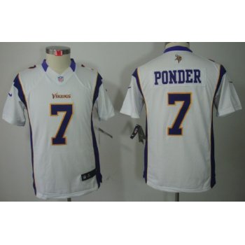 Nike Minnesota Vikings #7 Christian Ponder White Limited Kids Jersey