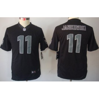 Nike Oakland Raiders #11 Sebastian Janikowski Black Impact Limited Kids Jersey