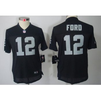 Nike Oakland Raiders #12 Jacoby Ford Black Limited Kids Jersey