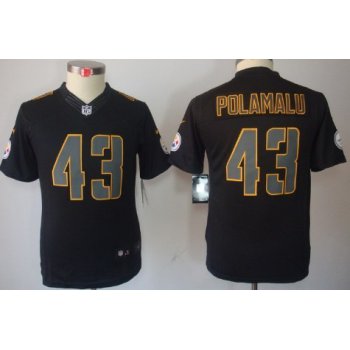 Nike Pittsburgh Steelers #43 Troy Polamalu Black Impact Limited Kids Jersey