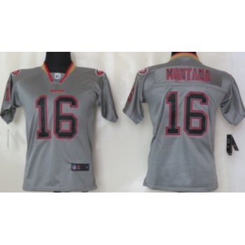 Nike San Francisco 49ers #16 Joe Montana Lights Out Gray Kids Jersey