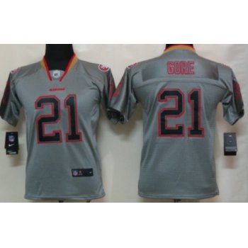 Nike San Francisco 49ers #21 Frank Gore Lights Out Gray Kids Jersey