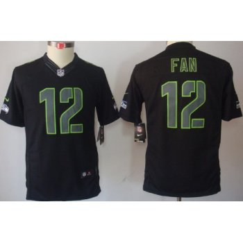 Nike Seattle Seahawks #12 Fan Black Impact Limited Kids Jersey