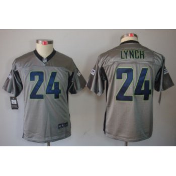 Nike Seattle Seahawks #24 Marshawn Lynch Gray Shadow Kids Jersey