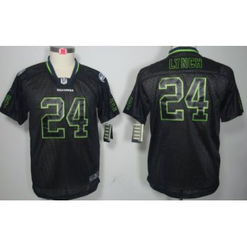 Nike Seattle Seahawks #24 Marshawn Lynch Lights Out Black Kids Jersey