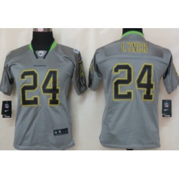 Nike Seattle Seahawks #24 Marshawn Lynch Lights Out Gray Kids Jersey