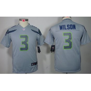 Nike Seattle Seahawks #3 Russell Wilson Gray Limited Kids Jersey