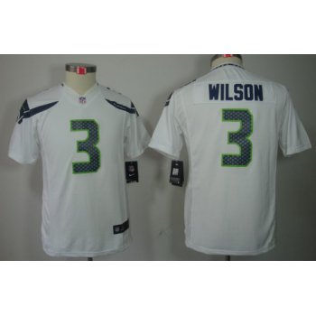 Nike Seattle Seahawks #3 Russell Wilson White Limited Kids Jersey