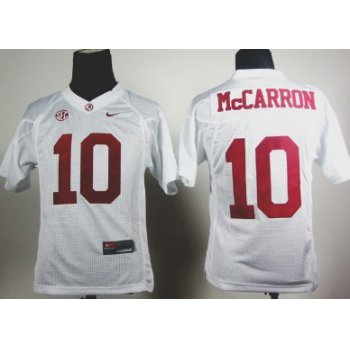 Alabama Crimson Tide #10 A.J. McCarron White Kids Jersey