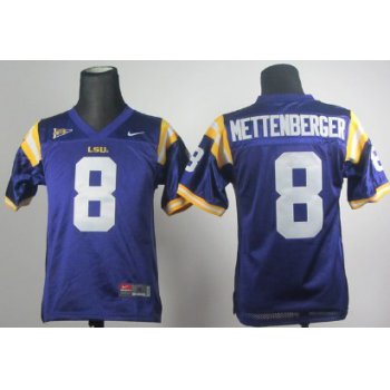 LSU Tigers #8 Zach Mettenberger Purple Kids Jersey