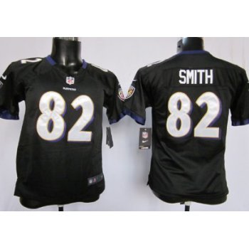 Nike Baltimore Ravens #82 Torrey Smith Black Game Kids Jersey