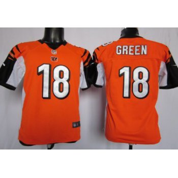 Nike Cincinnati Bengals #18 A.J. Green Orange Game Kids Jersey