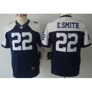 Nike Dallas Cowboys #22 Emmitt Smith Blue Thanksgiving Limited Kids Jersey