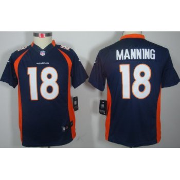 Nike Denver Broncos #18 Peyton Manning Blue Limited Kids Jersey