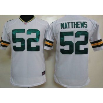 Nike Green Bay Packers #52 Clay Matthews White Game Kids Jersey