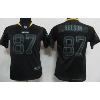 Nike Green Bay Packers #87 Jordy Nelson Lights Out Black Kids Jersey