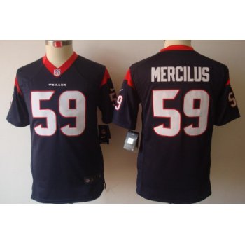 Nike Houston Texans #59 Whitney Mercilus Blue Limited Kids Jersey