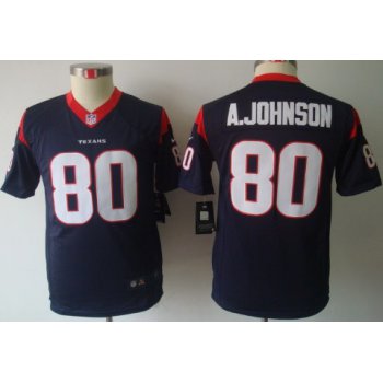 Nike Houston Texans #80 Andre Johnson Blue Limited Kids Jersey