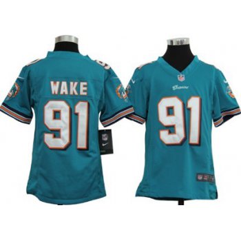 Nike Miami Dolphins #91 Cameron Wake Green Game Kids Jersey