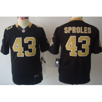 Nike New Orleans Saints #43 Darren Sproles Black Limited Kids Jersey