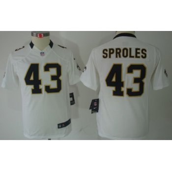 Nike New Orleans Saints #43 Darren Sproles White Limited Kids Jersey