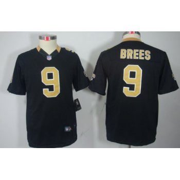 Nike New Orleans Saints #9 Drew Brees Black Limited Kids Jersey