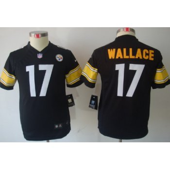 Nike Pittsburgh Steelers #17 Mike Wallace Black Limited Kids Jersey