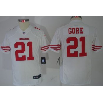 Nike San Francisco 49ers #21 Frank Gore White Limited Kids Jersey