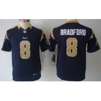 Nike St. Louis Rams #8 Sam Bradford Navy Blue Limited Kids Jersey