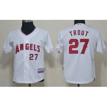 LA Angels of Anaheim #27 Mike Trout White Kids Jersey