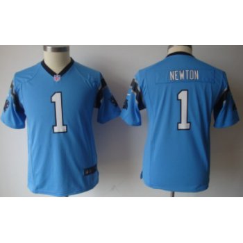 Nike Carolina Panthers #1 Cam Newton Light Blue Game Kids Jersey