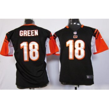 Nike Cincinnati Bengals #18 A.J. Green Black Game Kids Jersey