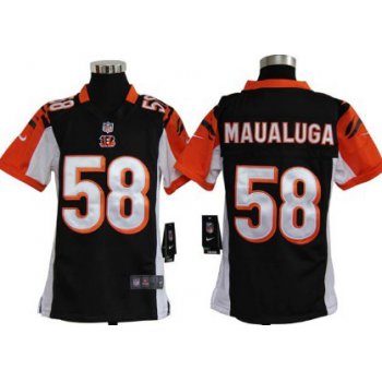 Nike Cincinnati Bengals #58 Rey Maualuga Black Game Kids Jersey