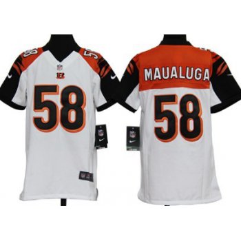 Nike Cincinnati Bengals #58 Rey Maualuga White Game Kids Jersey