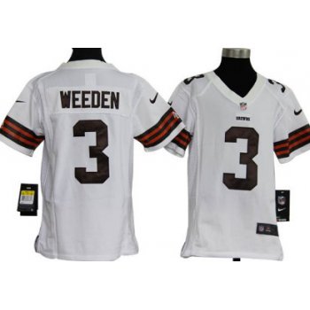 Nike Cleveland Browns #3 Brandon Weeden White Game Kids Jersey