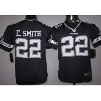 Nike Dallas Cowboys #22 Emmitt Smith Blue Game Kids Jersey