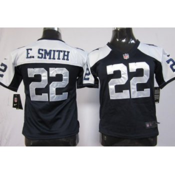 Nike Dallas Cowboys #22 Emmitt Smith Blue Thanksgiving Game Kids Jersey