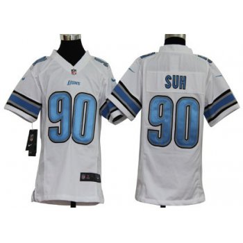 Nike Detroit Lions #90 Ndamukong Suh White Game Kids Jersey