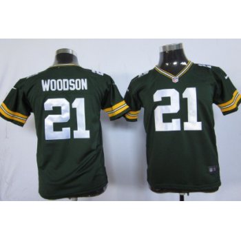 Nike Green Bay Packers #21 Charles Woodson Green Game Kids Jersey