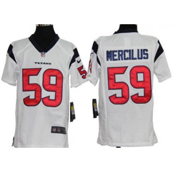 Nike Houston Texans #59 Whitney Mercilus White Game Kids Jersey