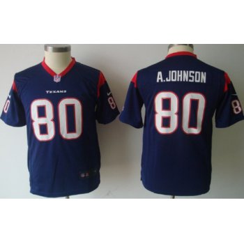 Nike Houston Texans #80 Andre Johnson Blue Game Kids Jersey