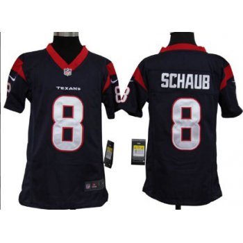 Nike Houston Texans #8 Matt Schaub Blue Game Kids Jersey