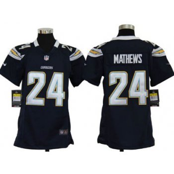 Nike San Diego Chargers #24 Ryan Mathews Navy Blue Game Kids Jersey