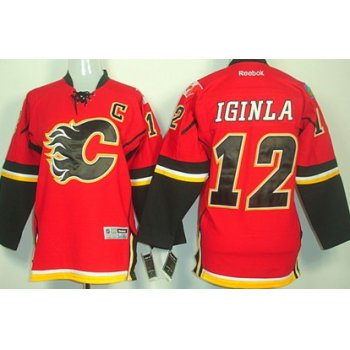 Calgary Flames #12 Jarome Iginla Red Kids Jersey