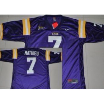 LSU Tigers #7 Tyrann Mathieu Purple Kids Jersey